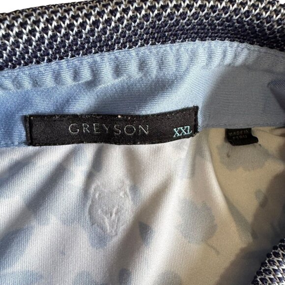 Greyson XXL Men's Golf Polo Shirt White with Navy Blue Leaf Pattern - Picture 3 of 4